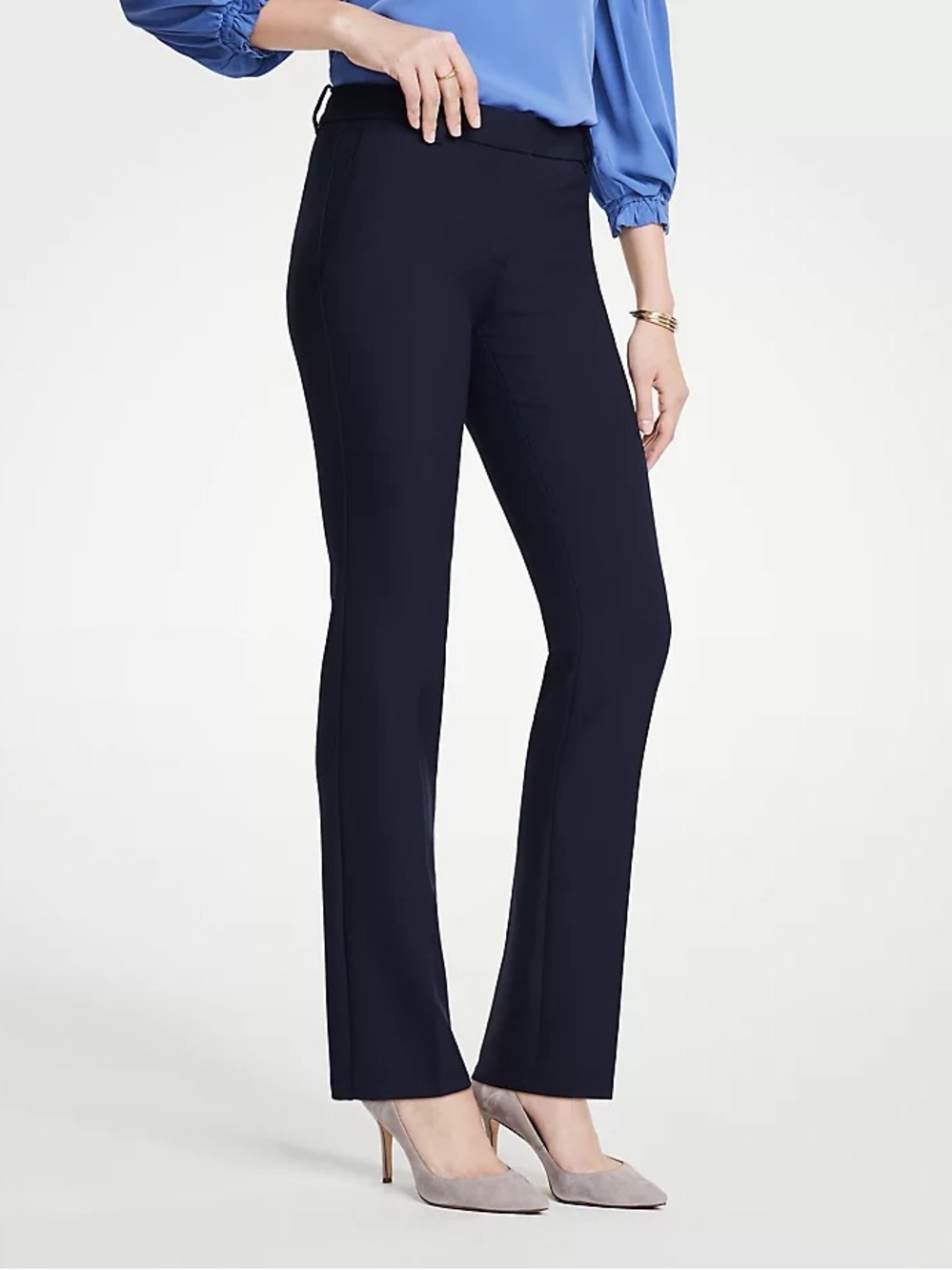 ANN TAYLOR Petite 2 Sophia Curvy Fit Pant Navy Straight Leg NWT